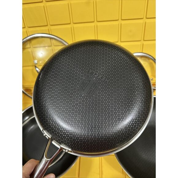 HEXCLAD 7 Piece Nonstick Stainless Steel Frying Pan Set 8 10 12- Lids Wok $600 - Picture 8 of 10